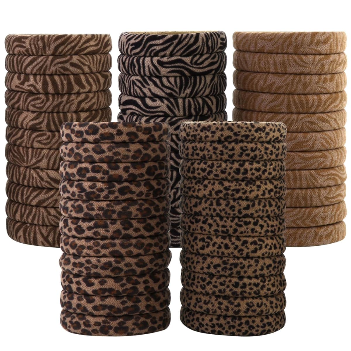 50PCS Black Hair Ties for Women, Cotton Seamless Hair Bands, Elastic Ponytail Holders, No Damage for Thick Hair, 2 Inch in Diameter, by Nspring — image 1
