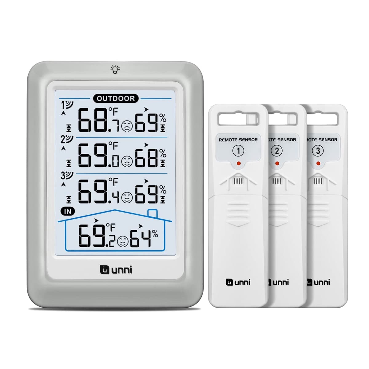 Weather Stations Indoor Outdoor Thermometer Wireless, 4.5 Inch Display Digital Hygrometer Thermometer Temperature Humidity Monitor with 330ft Range Sensor and Adjustable Backlight (White) — image 1