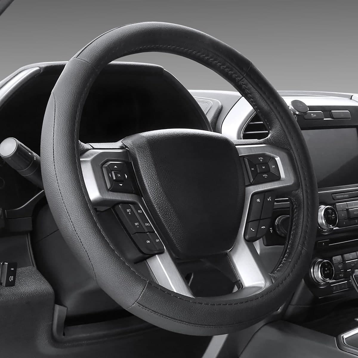 SEG Direct Black Microfiber Leather Auto Car Steering Wheel Cover Universal 15 inch — image 1