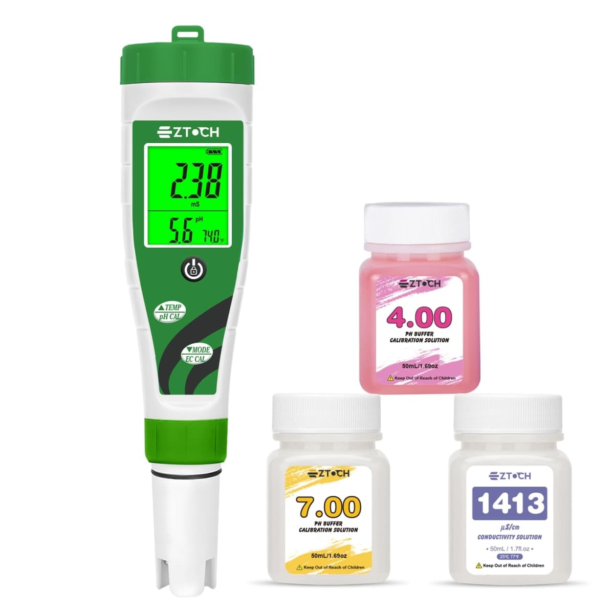 EZTOCH pH EC Meter for Hydroponic, pH EC PPM Meter with Simultaneous Display for Reservoir Nutrient Solution, pH TDS Meter for Water Hydroponic DWC System Setup, Measure Conductivity for Aquaponics — image 1