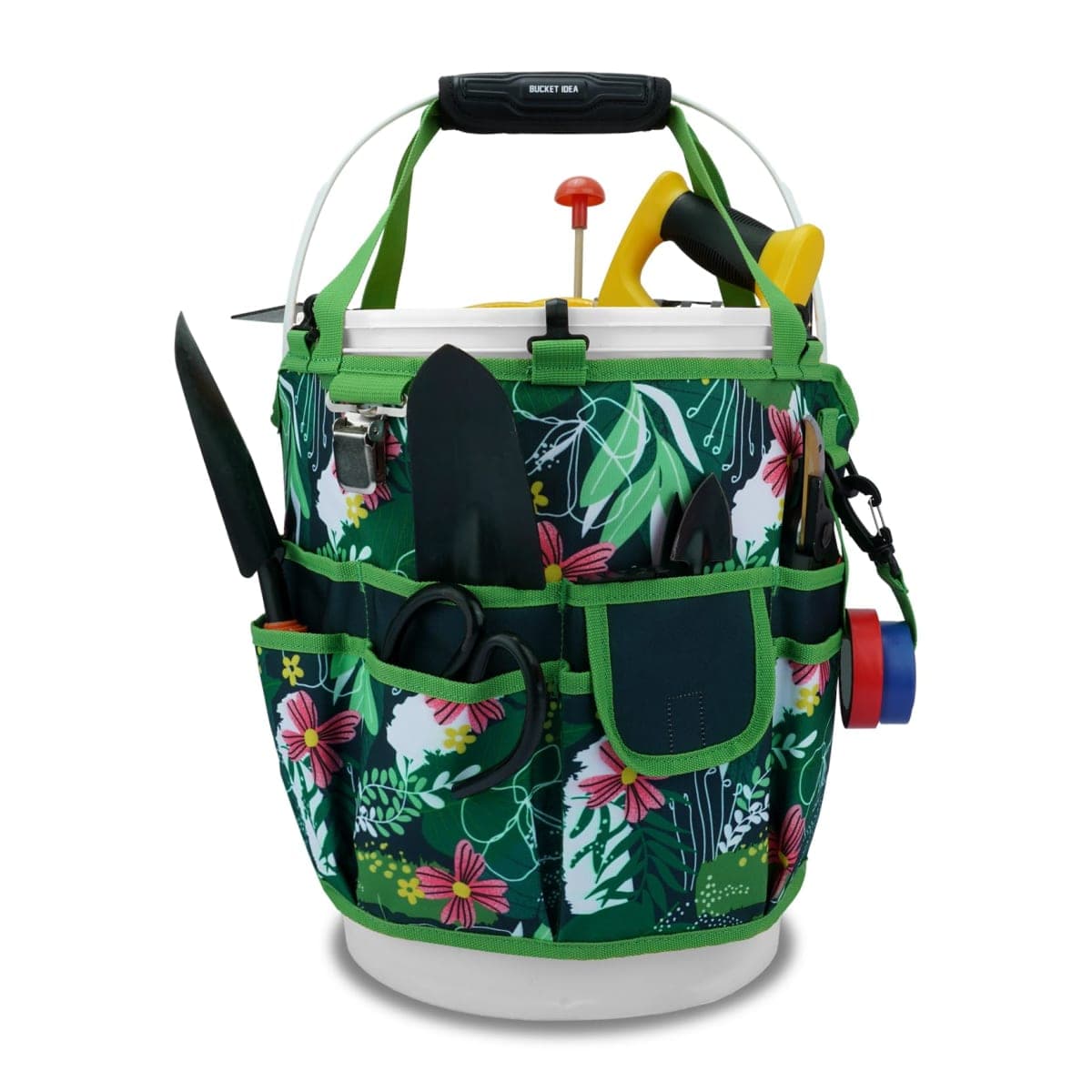 KUNN Bucket Tool Organizer 5 Gallon 18-Pocket Gardening Tool Bag with Hangable Handle | Garden Caddy & Bucket Accessory, Green — image 1