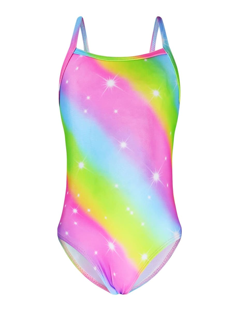 Girls Swimsuit One Piece Sleeveless Bathing Suits Summer Beach Swimwear for 2-12 Years Old, Rainbow, 9-10 Years — image 1