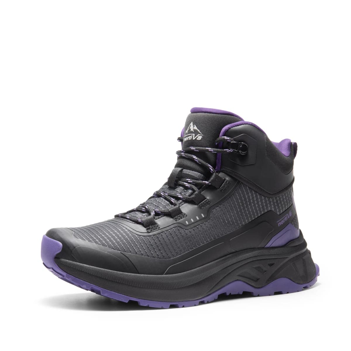 NORTIV 8 Women's Waterproof Lightweight Hiking Boots Outdoor Mid Rubber Backpacking Trekking Trails PATHFINDER,Size 6.5,Black Purple,SNHB241W — image 1