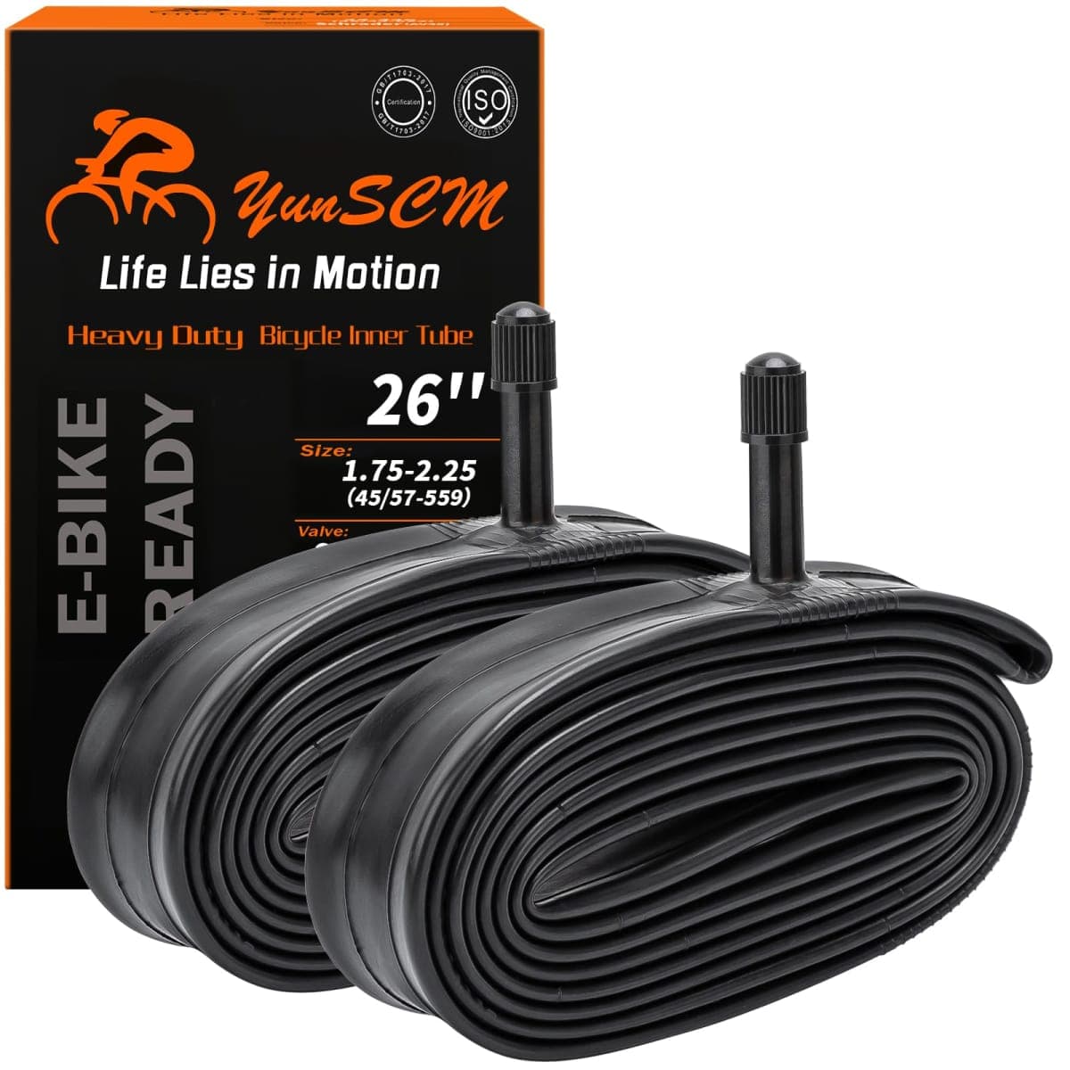 2-PCS 26" Heavy Duty Bike Tubes 26x1.75/1.95/2.0/2.1/2.125/2.20/2.25 SV32MM 26 Heavy Duty Bicycle Tubes Compatible with 26x1.75 26x1.95 26x2.10 26x2.0 26x2.125 26x2.2 26x2.25 Tire Tubes Schrader Valve — image 1