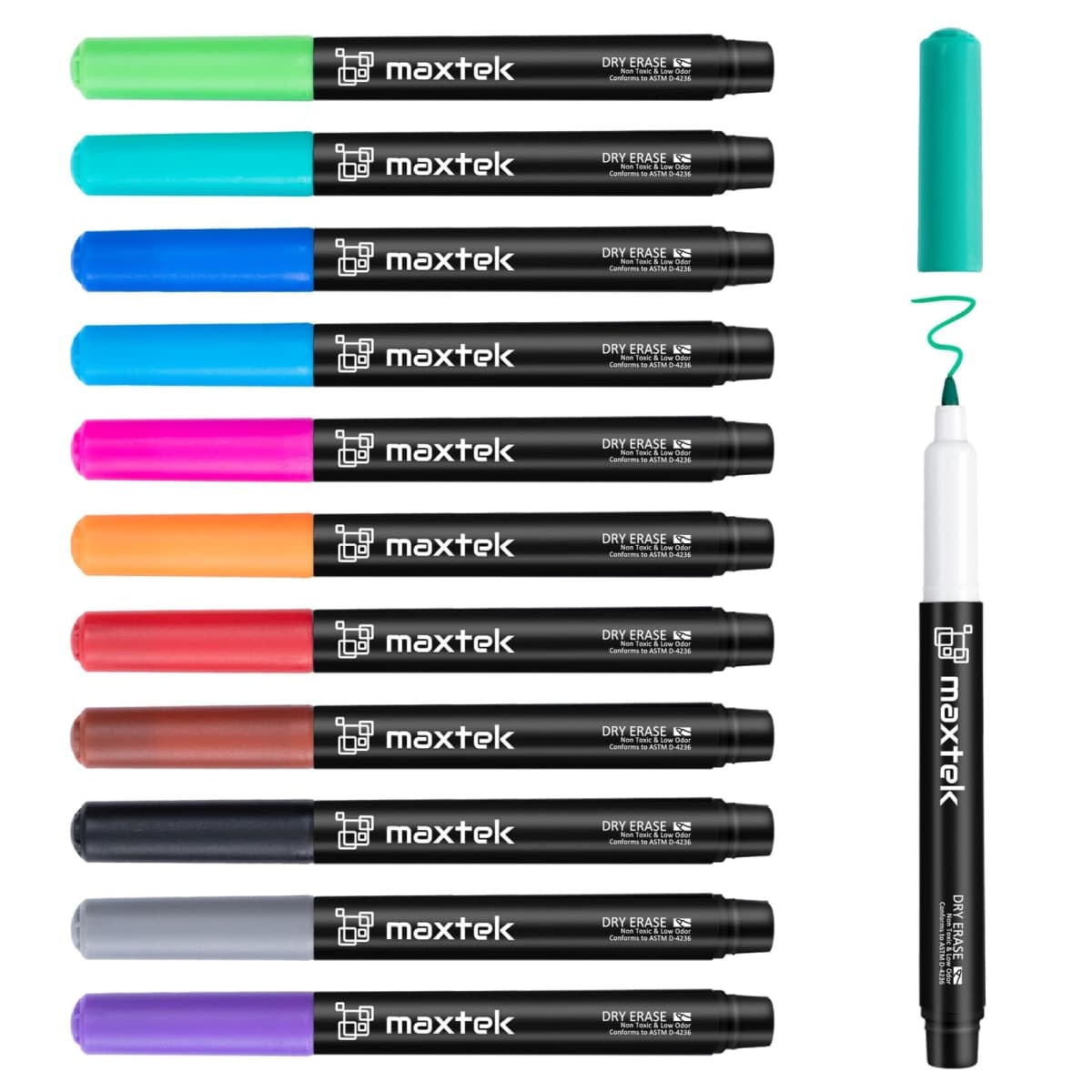 maxtek Dry Erase Markers 0.7mm Ultra Fine Tip, 12 Colors Low Odor Extra Fine Point Whiteboard Markers, for Planning Whiteboard, Calendar Boards — image 1