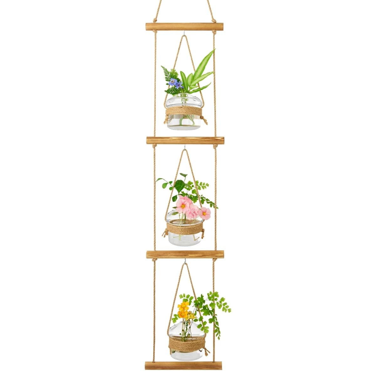 XXXFLOWER 3 Tiered Mushroom Glass Vase Wall Planter Hydroponic Propagation Station with Hanging Herb Cuttings Vase for Hydroponic Plant Decor for Living Room Indoor Outdoor Multi-Space — image 1