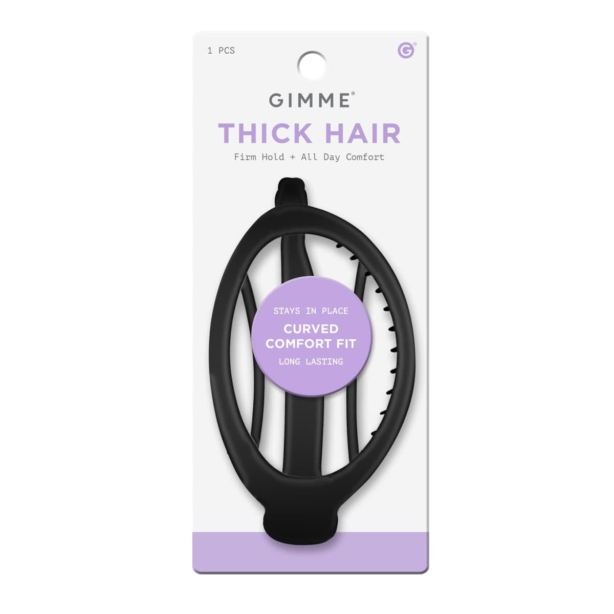 Gimme Beauty Curved Comfort Fit Clip - Curved Comfort Design for Headrest - Lightweight & Strong Break-Resistant Clips for All Hair Types - Aesthetic Non-Slip Accessory for Thick Hair - 1 Pack Black — image 1