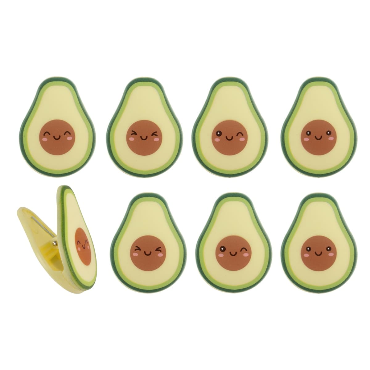 COOK WITH COLOR Cute Bag Clips - Funny Snack Clips,Magnetic Chip Clips for Bags - Kitchen and Food Bag Clips for Airtight Seal for Food Storage, Avocado, Pack of 8 — image 1