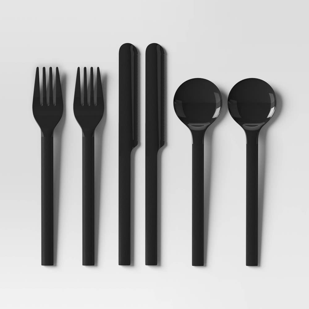 6pk Flatware Set Black - Room Essentials™: Modern Reusable Silverware, BPA-Free, Dishwasher-Safe, Service for 2 — image 1