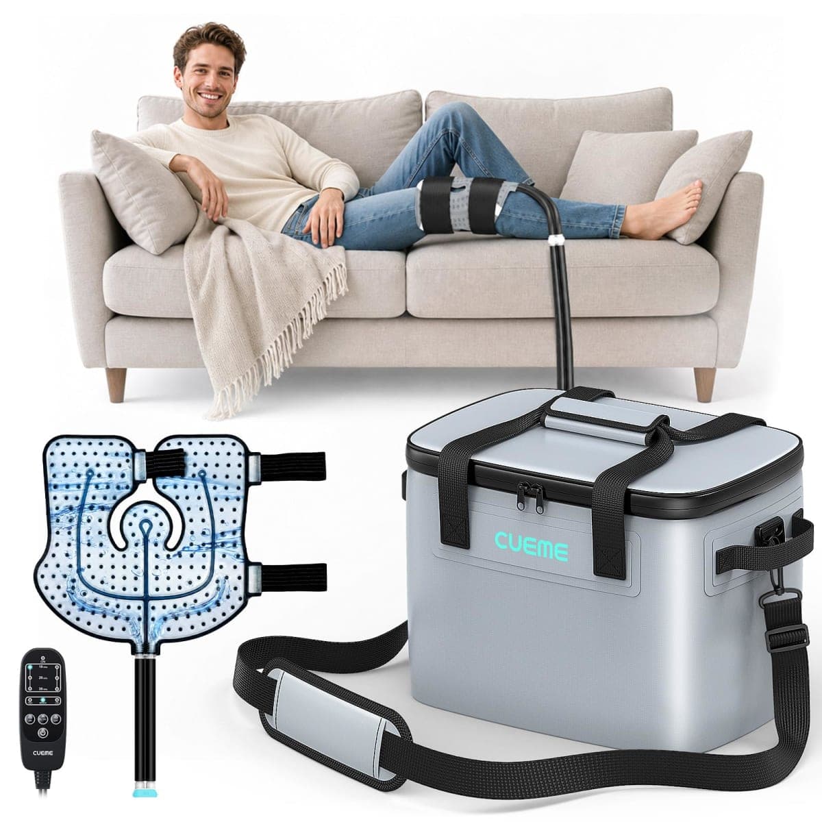 CUEME Ice Machine for Knee After Surgery, Programmable Timer & Quiet Motor — image 1