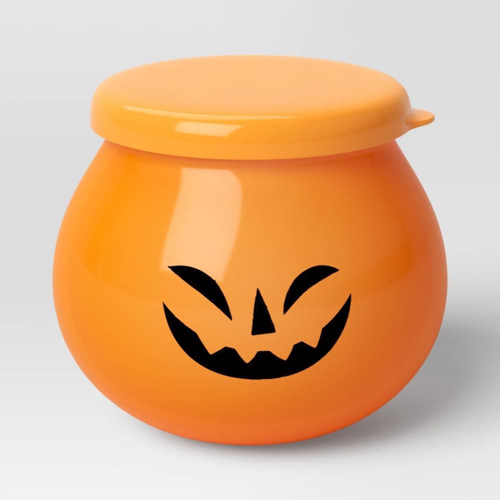 18 fl oz Halloween Pumpkin Snack Food Storage Cup with Lid Orange - Hyde and EEK! Boutique™ — image 1