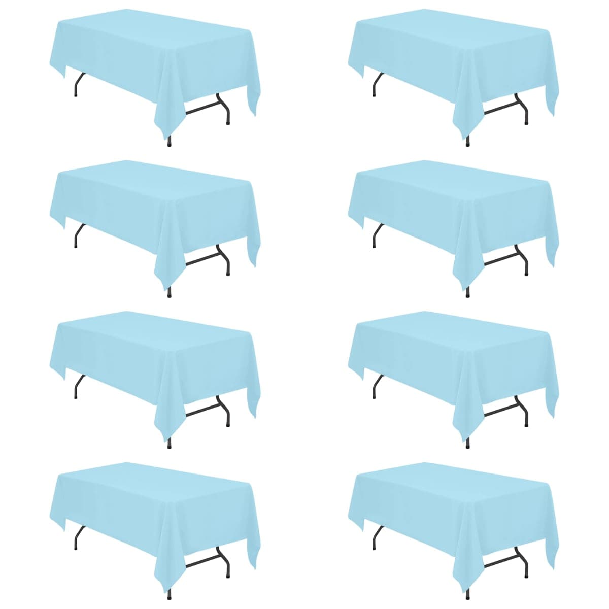 BRILLMAX 8 Pack Light Blue Tablecloths 60x102 Inch for 6ft Rectangle Tables — image 1