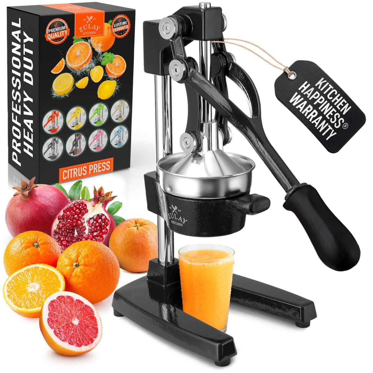 Zulay Kitchen Cast Iron Juicer - Manual Citrus Press and Lemon Squeezer - Premium Quality Heavy Duty Manual Juicer for Orange Juice and Lime Squeezer, Black — image 1