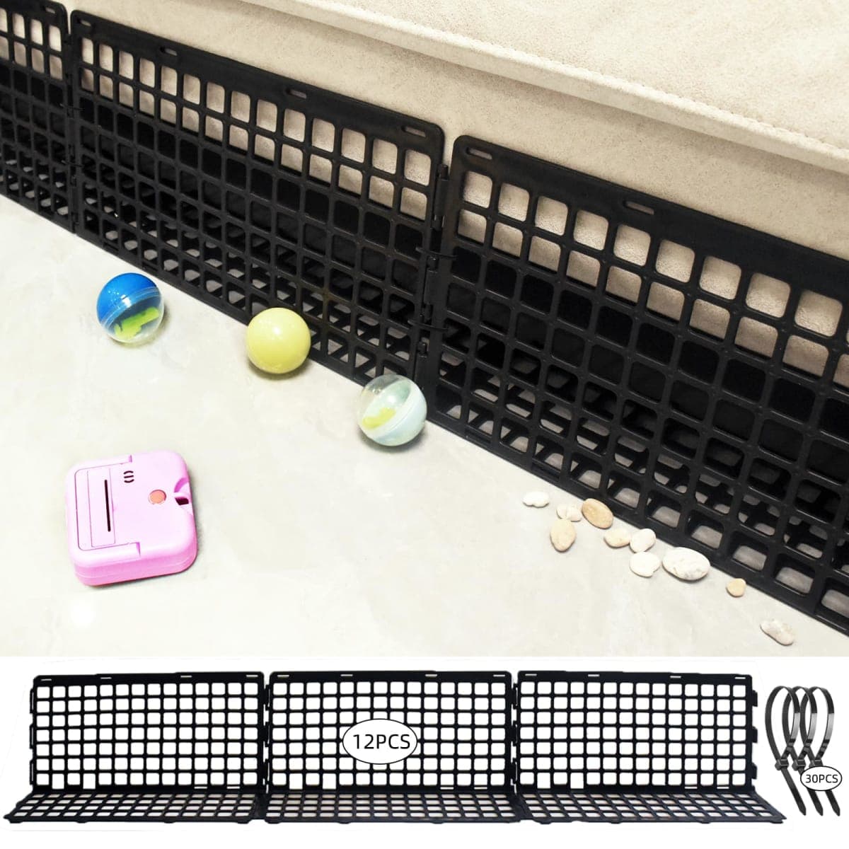 12 Pcs Under Couch Blocker for Bed Adjustable Furniture Plastic — image 1