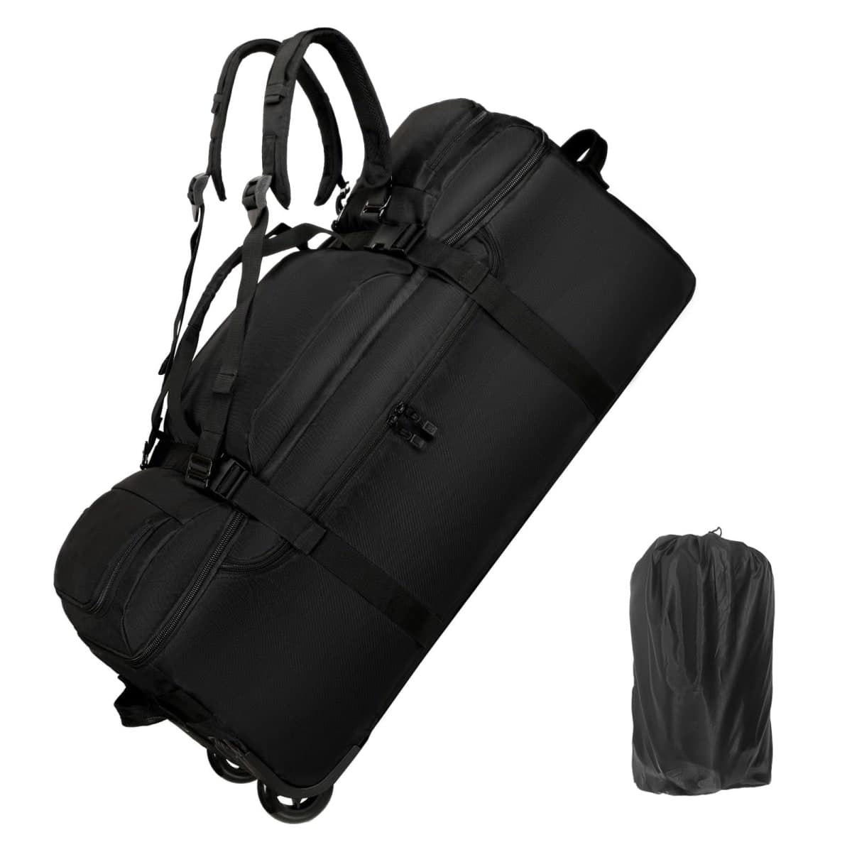 Jahomieo Rolling Duffle Bag with Wheels, 90L 32-inch Large Foldable Travel Duffel Bags Durable Tear-resistant Heavy-duty Luggage Bag, Black, Large, Rolling Duffle Bag With Wheels — image 1