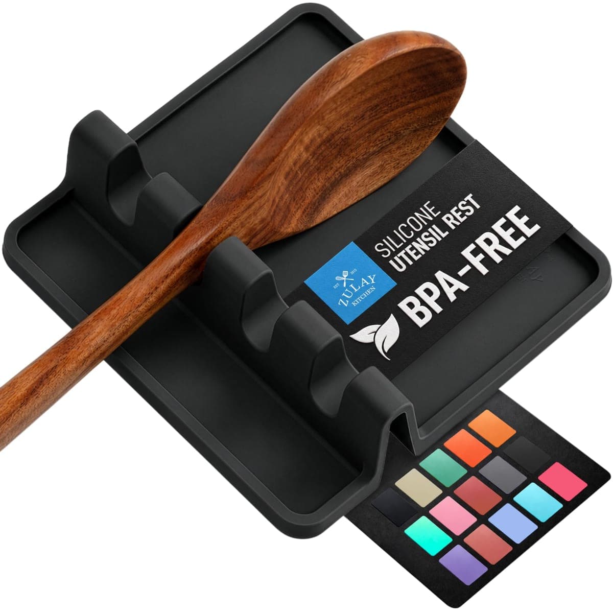 Zulay Kitchen Silicone Utensil Rest - BPA-Free, Durable Spoon Rest with Drip Pad - Heat-Resistant for Stove Top & Counter - Kitchen Gadget Holder — image 1
