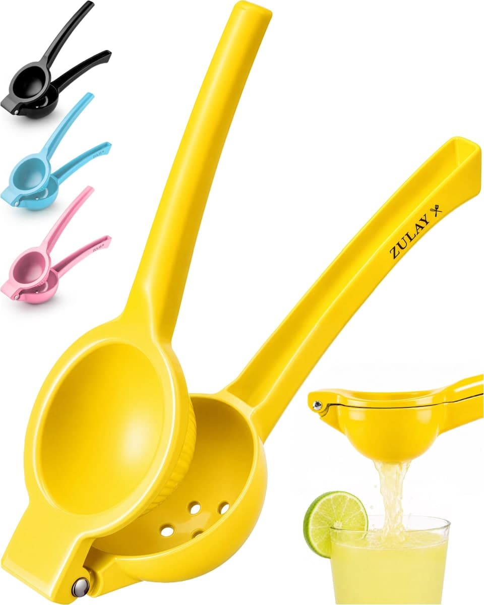 Zulay Kitchen Metal Lemon Squeezer - Handheld Lemon and Orange Squeezer - Easy to Use Citrus Juicer - Manual Hand Press for Extracting the Most Juice Possible - Extracts Every Last Drop - Yellow — image 1