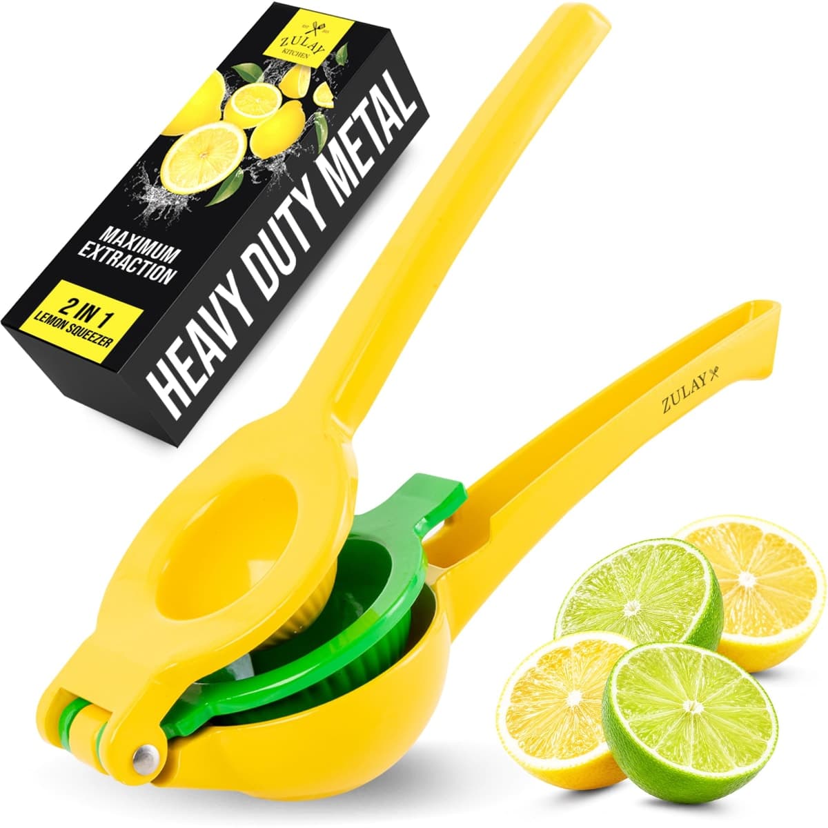 Zulay Kitchen 2 in 1 Lemon Lime Squeezer - Handheld Easy to Use Citrus Juicer - Easy to Clean Manual Orange & Lemon Squeezer - Citrus Juicer for Extracting All the Juice - Manual Press — image 1