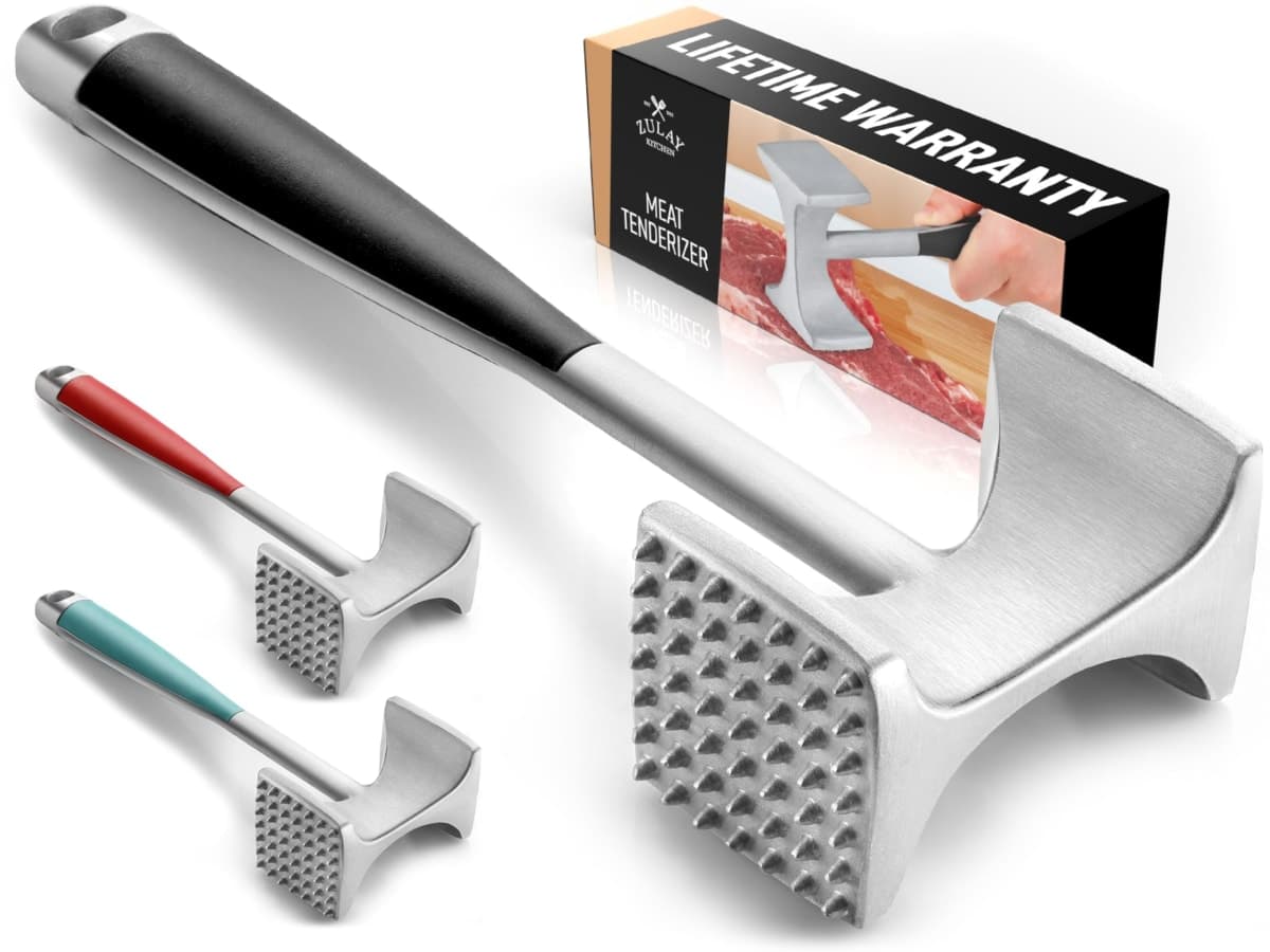 Zulay Professional Meat Tenderizer Tool - Dual Sided Meat Mallet Pounder With Comfort Grip Handle - Heavy Duty Meat Hammer Tenderizer - Meat Tenderizer Mallet & Meat Pounder - (10”) Black — image 1
