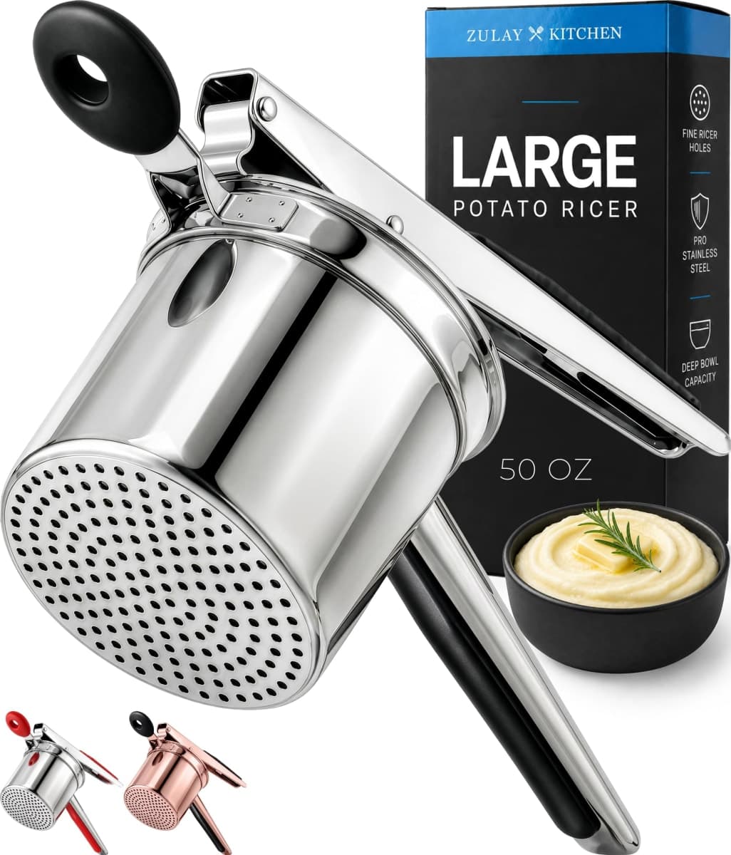 Zulay Kitchen Large 15oz Potato Ricer, Heavy Duty Stainless Steel Potato Masher and Ricer for Mashed Potatoes, Mashed Potato Masher & Potato Press Kitchen Gadget for Perfect Mashed Potatoes — image 1
