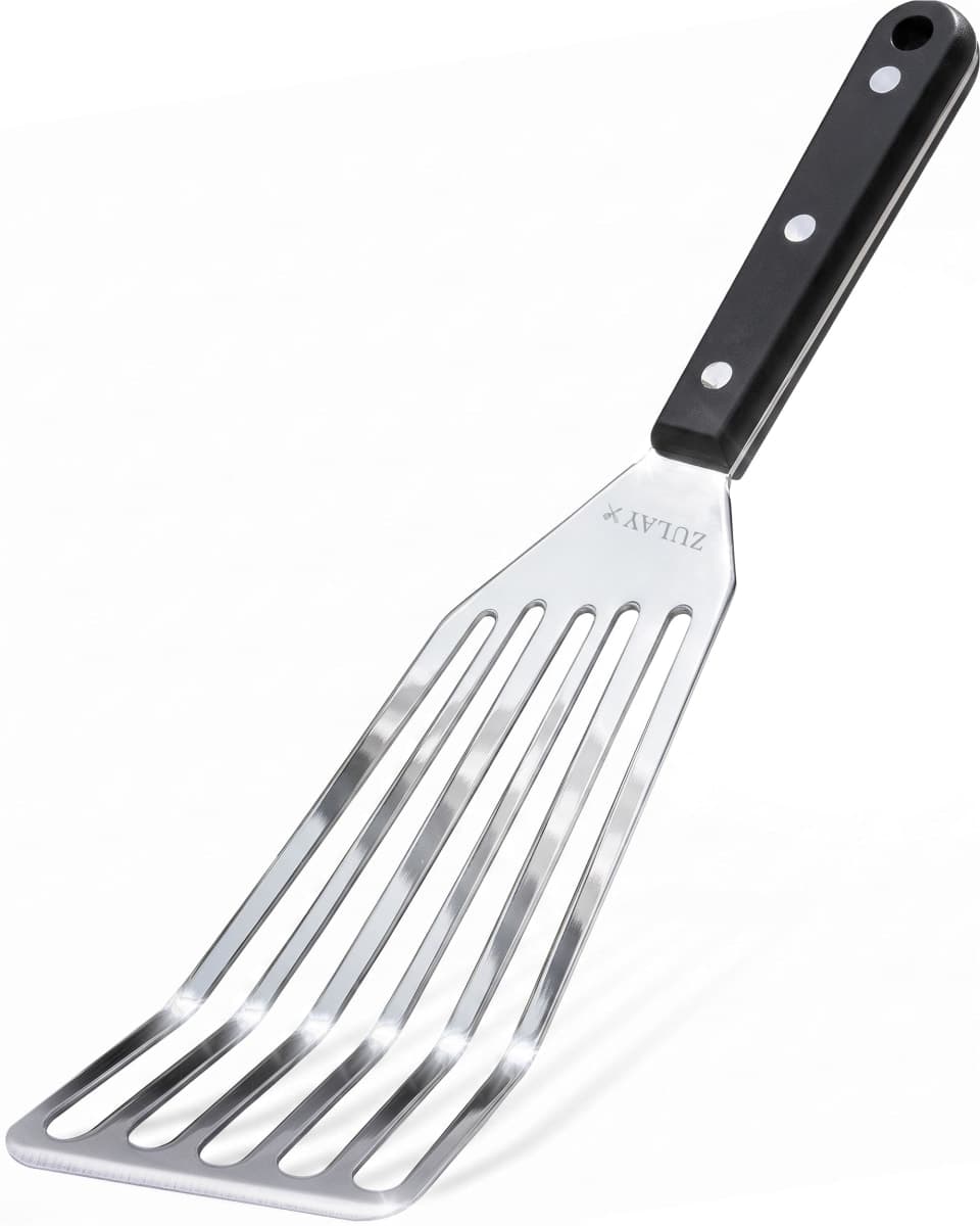 Zulay 12.4” Fish Spatula Stainless Steel - Slotted Fish Turner Spatula with Sloped Head Design - Durable and Lightweight Thin Spatula Metal for Flipping Delicate Food, Fish, Egg, Patties, Fries — image 1