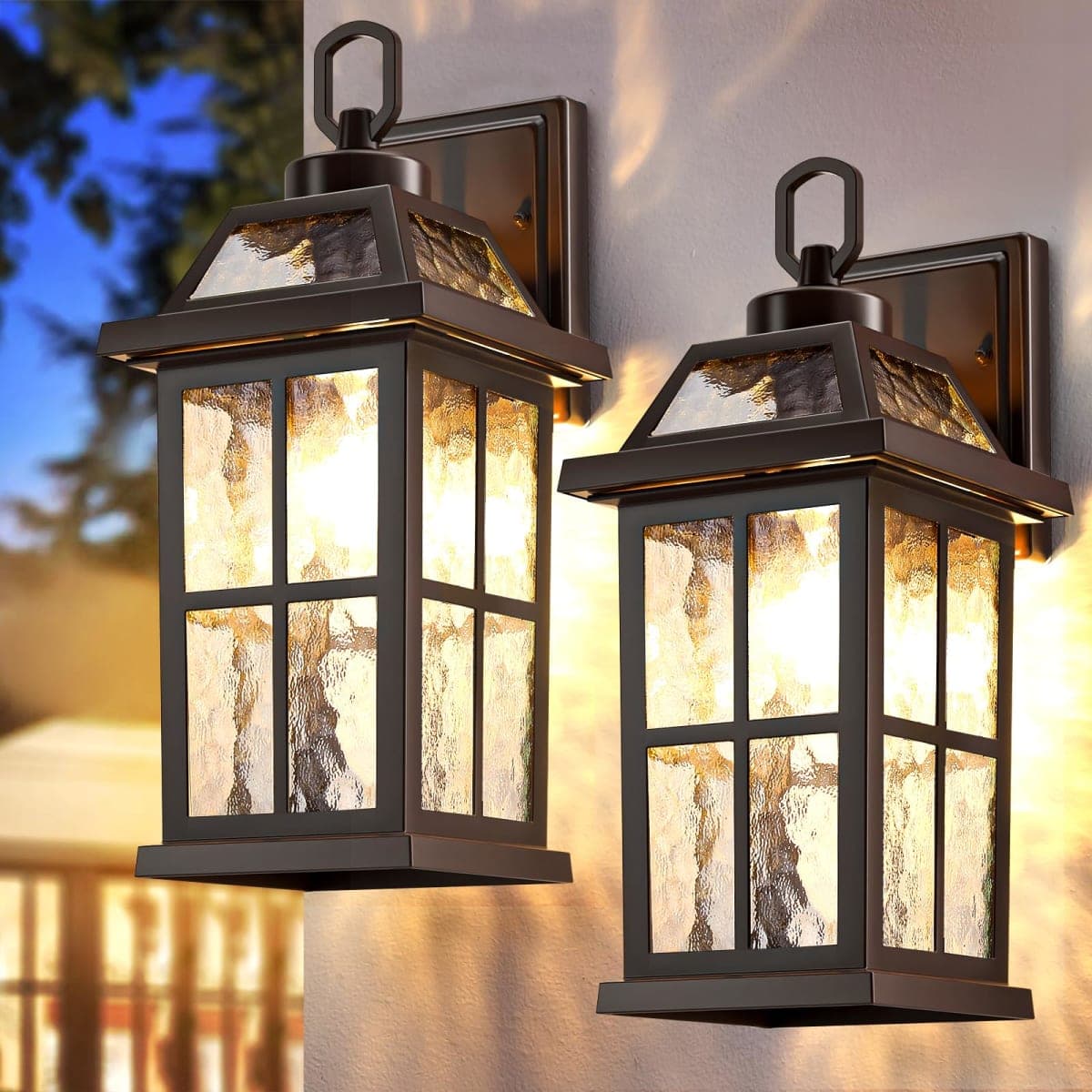 14 '' Outdoor Lights for House 2 Packs, Brown Exterior Light Fixtures Porch Light Wall Mount, Waterproof Sconce Lights Outside, Modern Outdoor Lighting Wall Lanterns for House Garage Patio Front Door — image 1