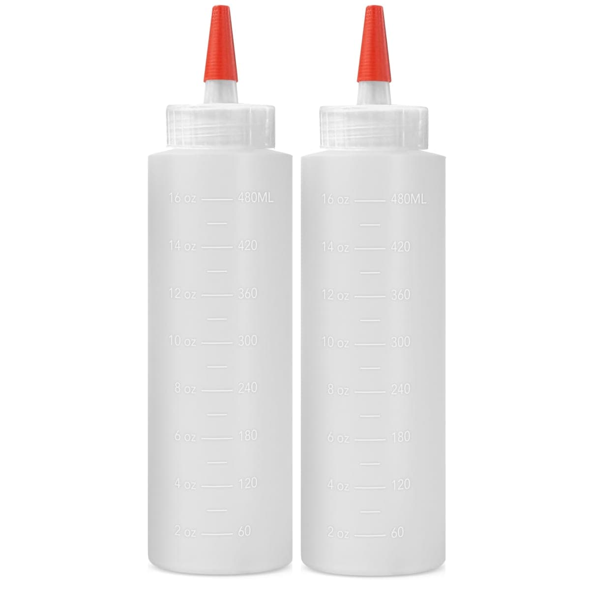 2-pack Plastic Squeeze Bottles for Sauces - 16 OZ Condiment Squeeze Bottles for Liquids - Made in USA - BPA Free Squirt Bottles with Cap - Ketchup, Syrup, Oil, Dressings, Honey & Arts and Crafts — image 1