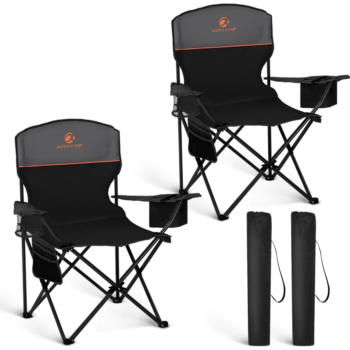 HIGH POINT SPORTS 2 Pack Portable Camping Chair for Adults Support 250 lbs — image 1