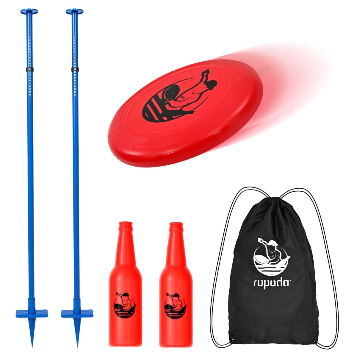 ropoda Outdoor Games -Upgraded Flying Disc Game Set with Thicker Pole Standard, Portable Disc Toss Game for Lawn and Beach with Reinforced Ground Spike (Includes 2 Extra) — image 1