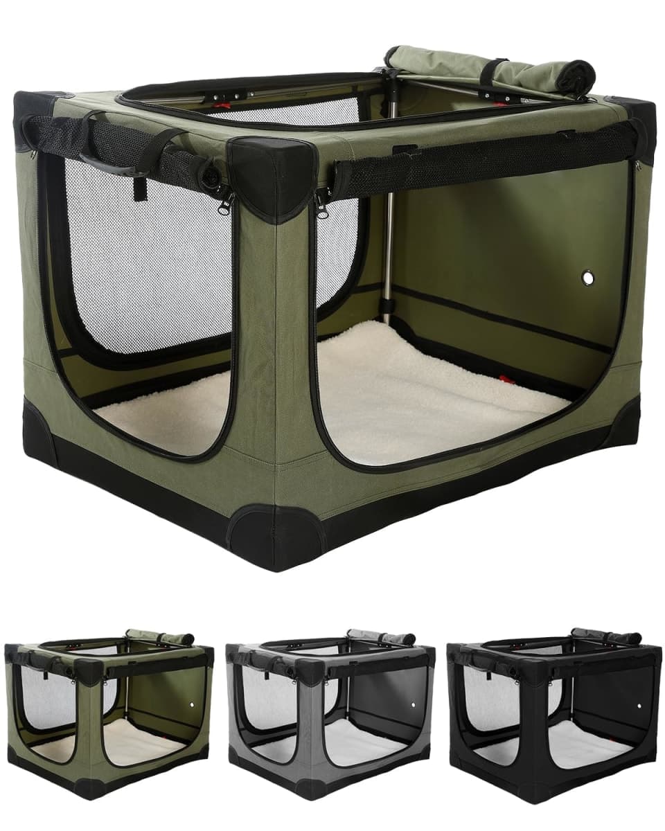 Veraste 30 x 21 x 21 in 4-Door Collapsible Soft-Sided Mesh Dog Crate, Green — image 1