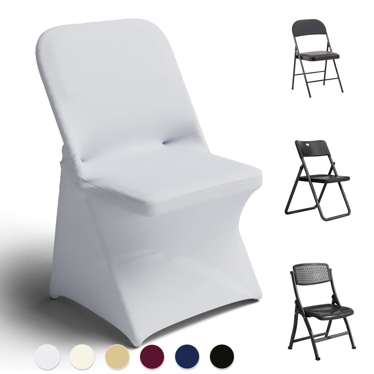 Trlyc White Spandex Chair Covers 100 Pcs for Wedding Party — image 1