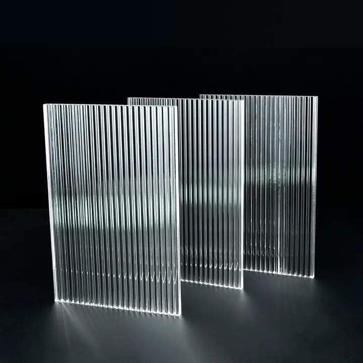 Set of 3 Decorative Extruded Clear Acrylic Sheets with Striped Texture | 1/8" Thick Ribbed Acrylic Panels for Home Decor, Display Stands, Crafts, and Signage(12" x 12") — image 1