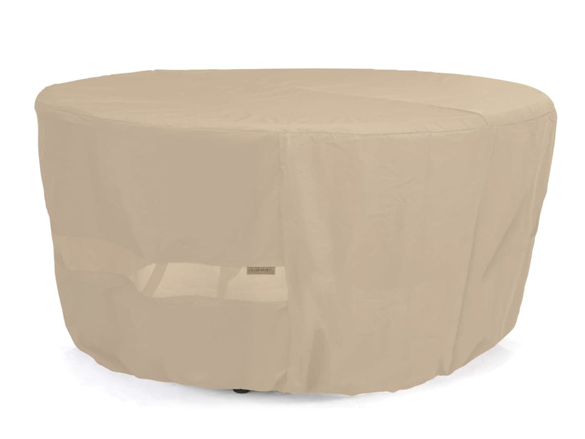 Covermates Classic Round Dining Table Cover – All-Weather Outdoor Table Protection, Water-Resistant Vinyl, Elastic Hem, Mesh Vents, Patio Furniture Cover (Tan, 72"Diameter x 30"H) — image 1