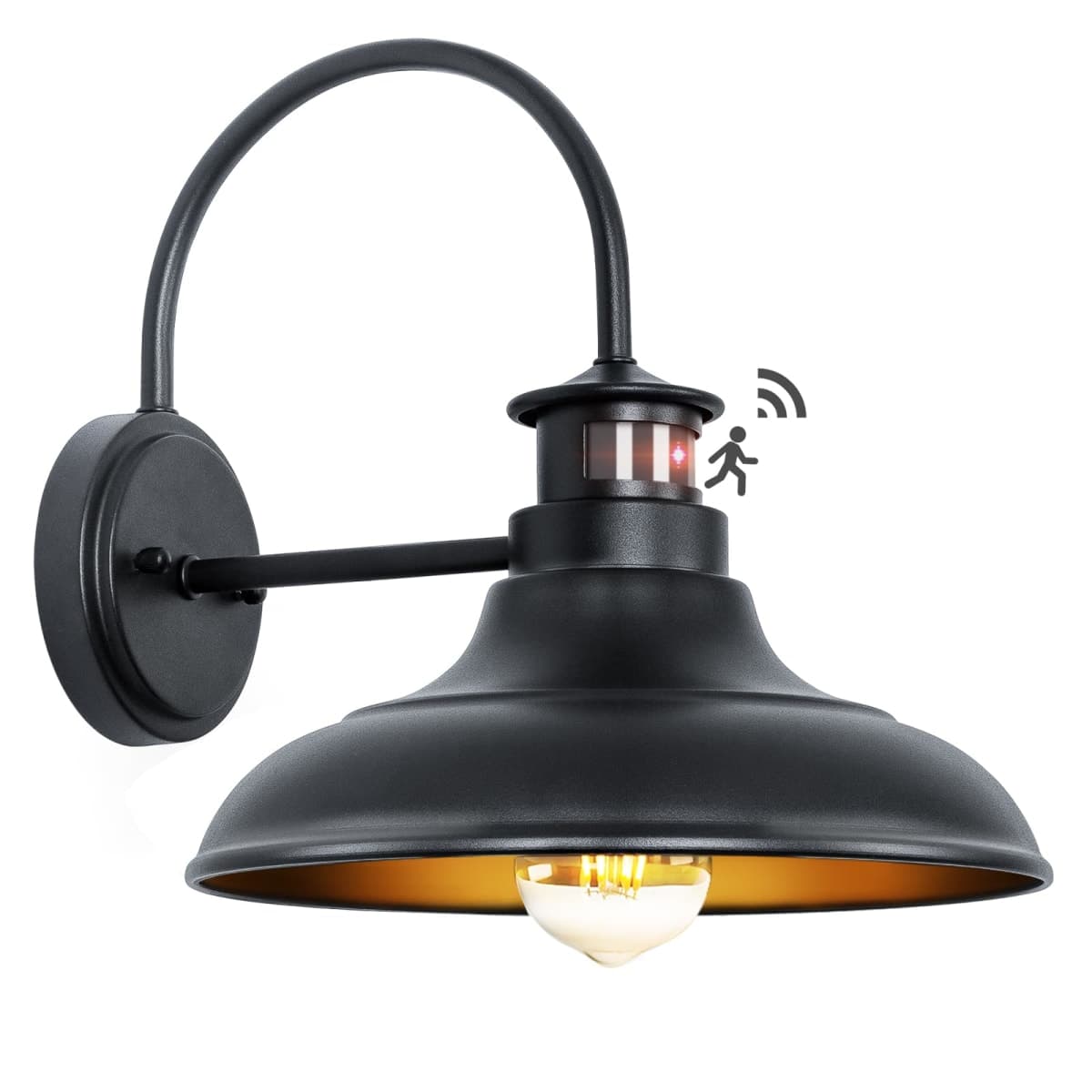 12" Motion Sensor Outdoor Barn Lights, Farmhouse Gooseneck Porch Lights — image 1
