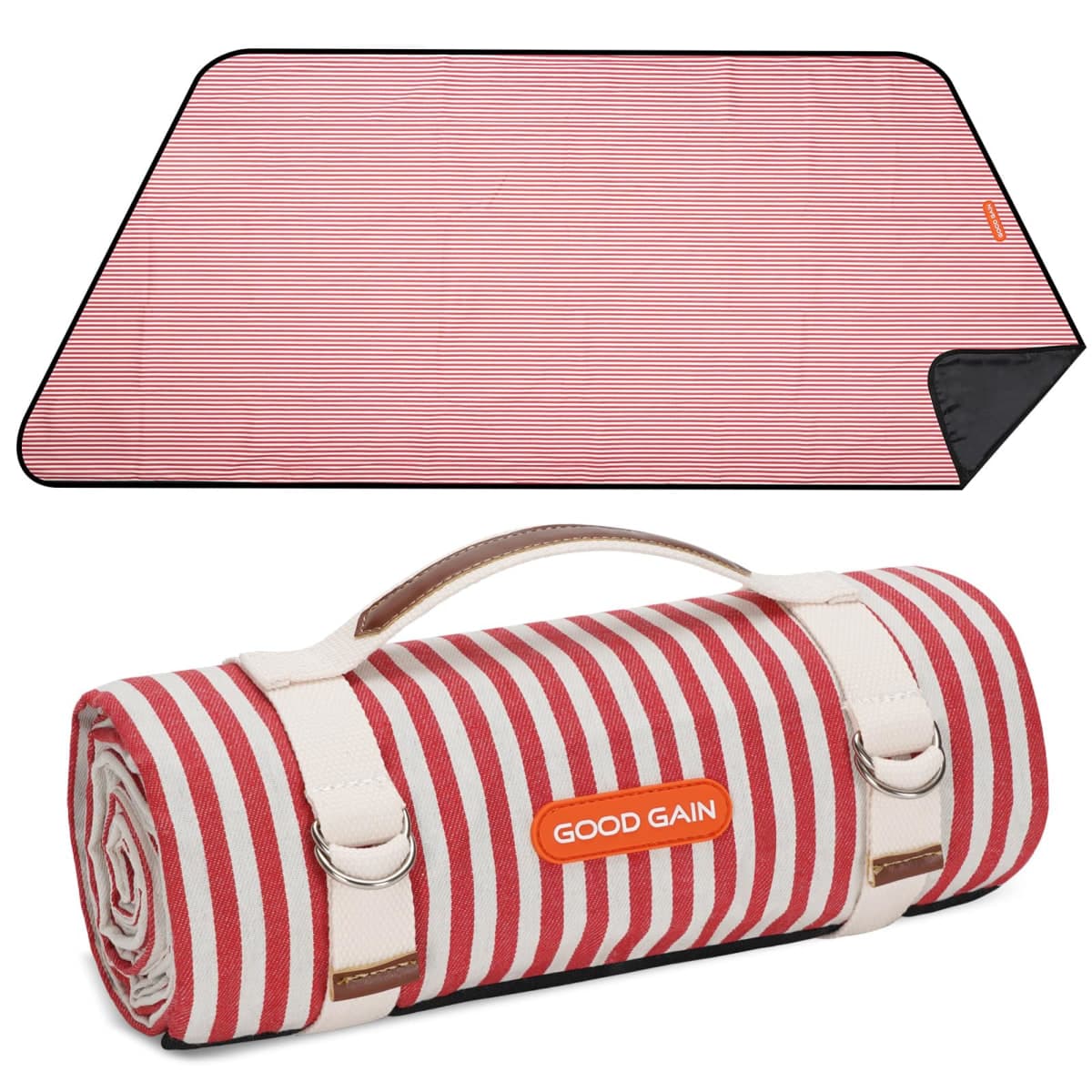 G GOOD GAIN Picnic Outdoor Blankets Waterproof Large - Beach Mat Sand Free Foldable with Carry Strap | Portable Camping Blanket | Park Blanket for Grass Park, Hiking, Travel, Concerts, Indoor (Red) — image 1