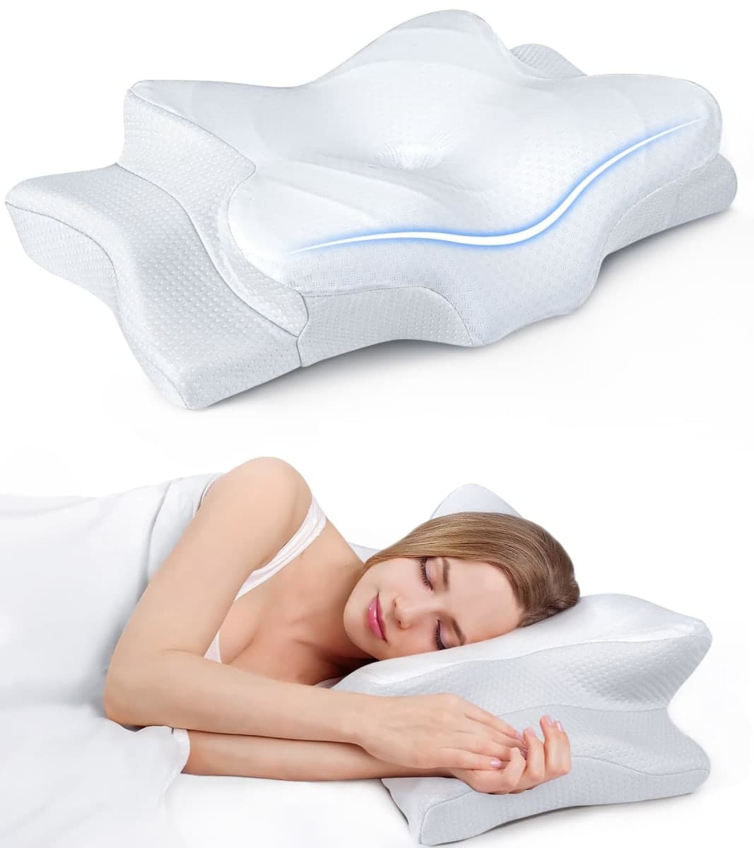 Ultra Pain Relief Cooling Pillow for Neck Support, Adjustable Cervical Pillow Cozy Sleeping, Odorless Ergonomic Contour Memory Foam Pillows, Orthopedic Bed Pillow for Side Back Stomach Sleeper — image 1