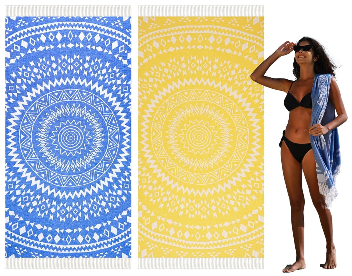 Widdonen Turkish Beach Towel Extra Large 79x36 4 Pack Quick Dry Compact — image 1