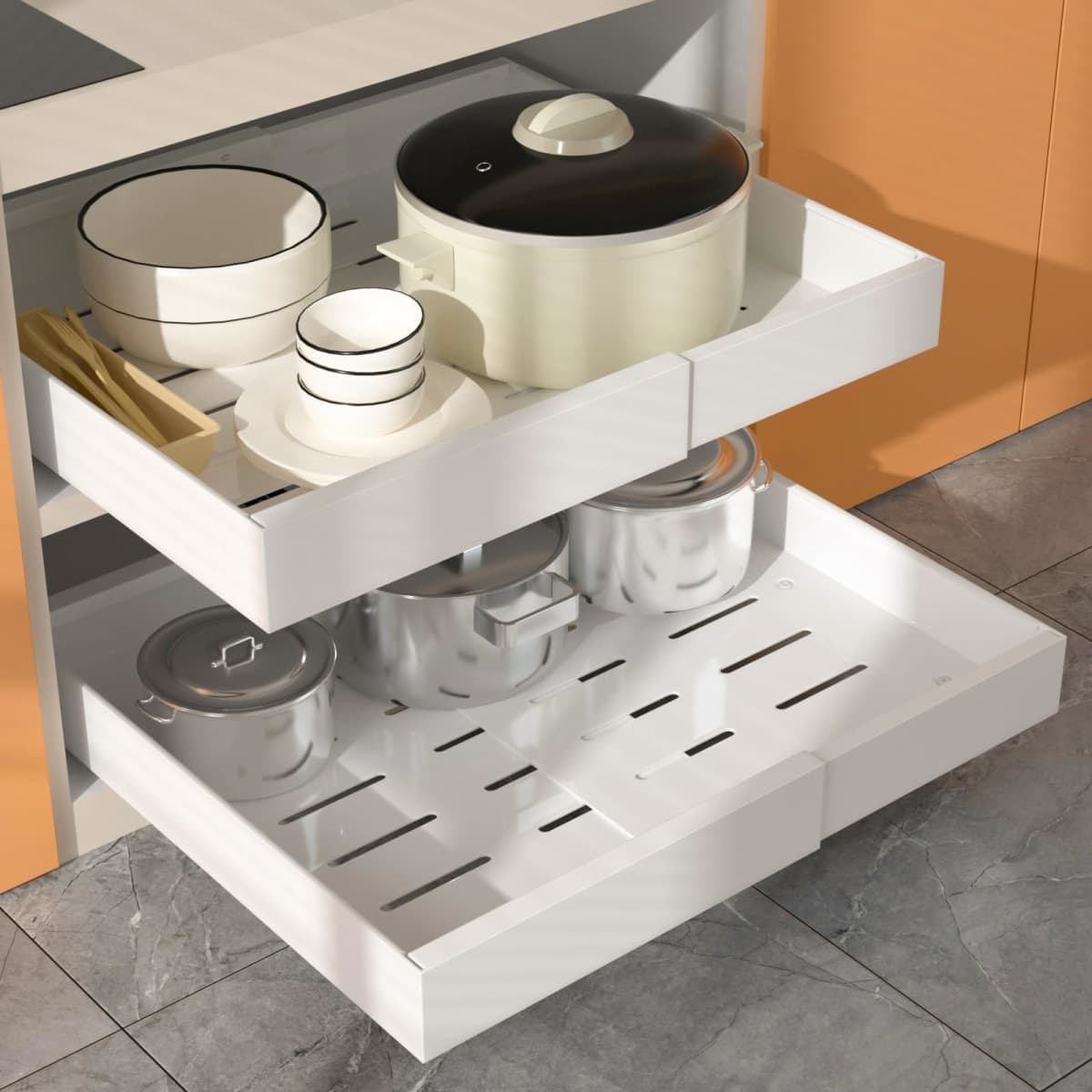 2Pack Pull Out Cabinet Organizer,Expandable Sliding Drawer for Kitchen