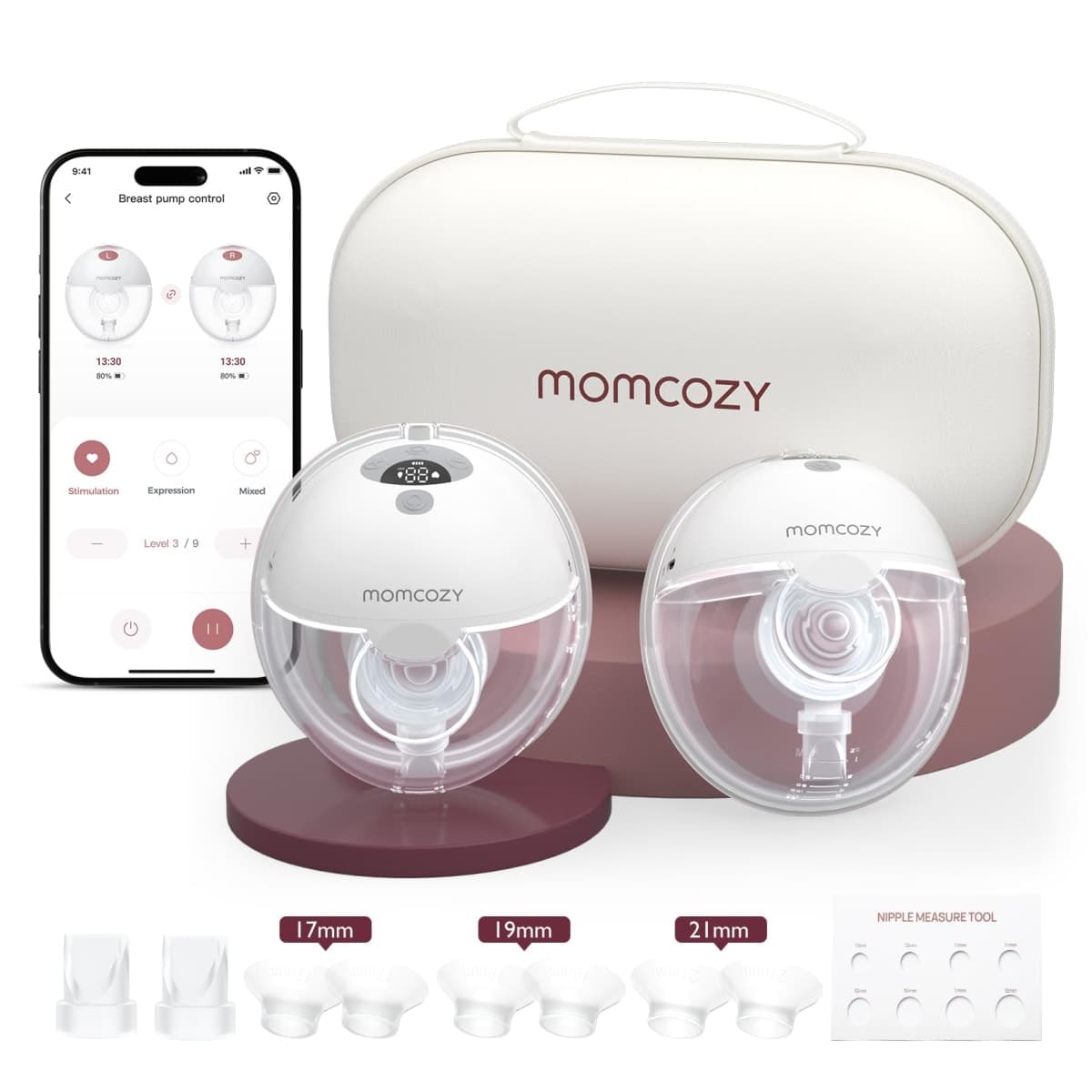 Momcozy M5 Smart Hands-Free Wearable Breast Pump (Cozy Gray, 2 Count) — image 1