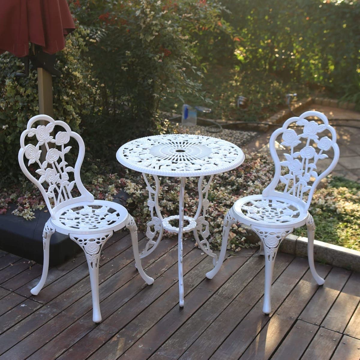 C/G 3-Piece Bistro Set - Outdoor Patio Table Set, Anti-Rust Cast Aluminum, White — image 1