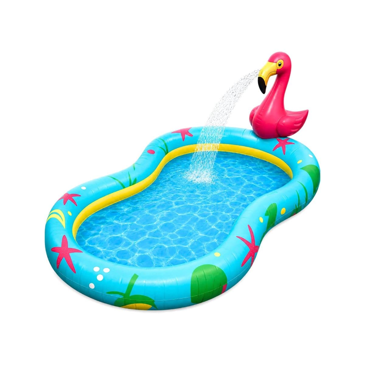 Kiddie Pool with Sprinkler | Kiddie Pool for Kids, Inflatable Toddler Pool, Toddler Inflatable Swimming Pool with Splash Pad, Summer Water Toys for Toddler Outside, Summer Toys, Flamingo