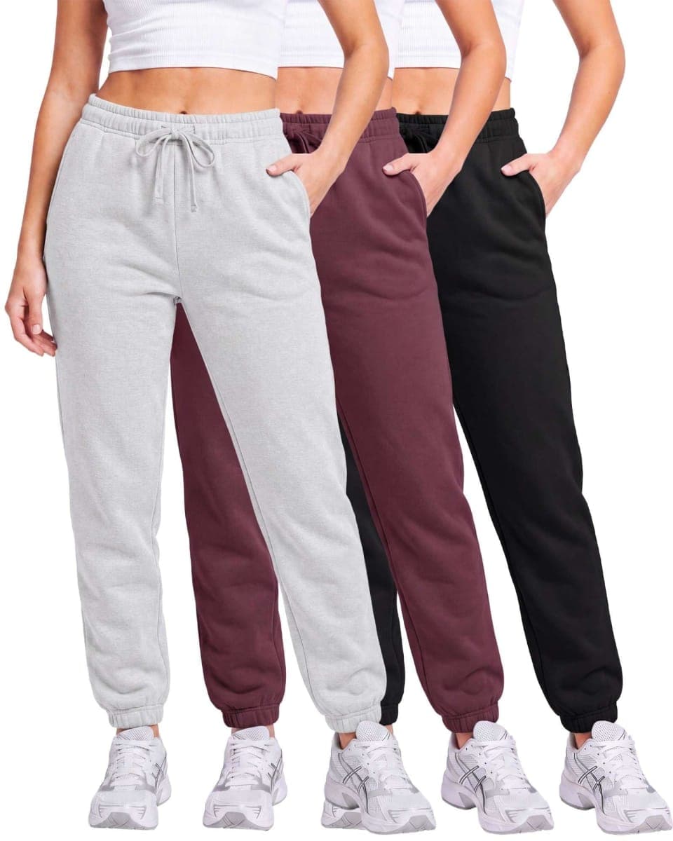 Real Essentials 3 Pack: Women's Fleece Jogger Sweatpants (Available in Plus Size), Set 1, Small — image 1