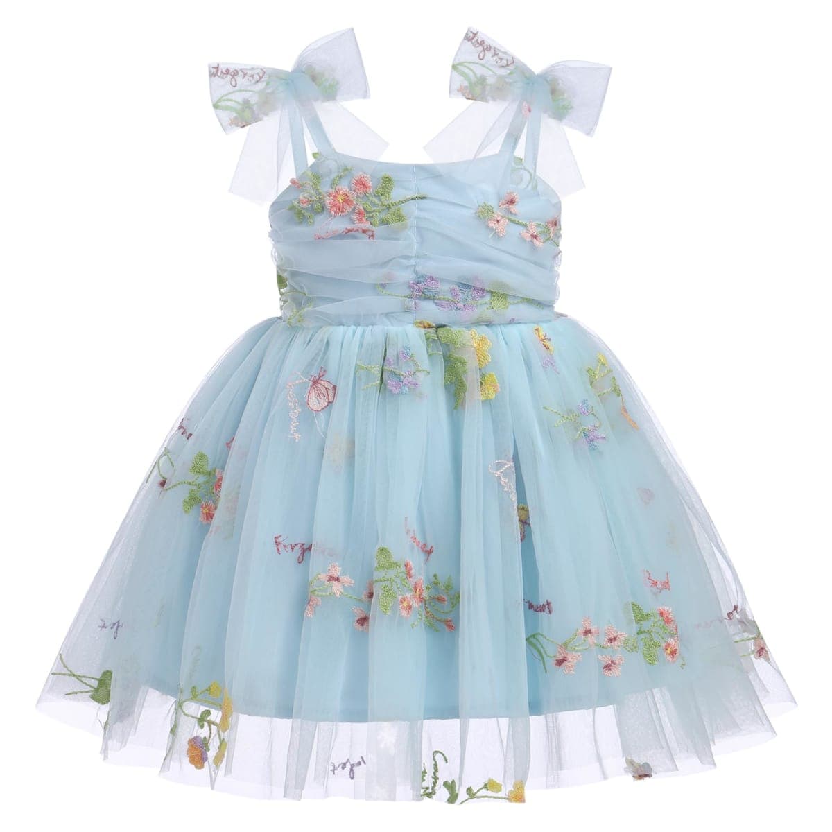 Baby Girls Tutu Dress Summer Sleeveless Backless Princess Birthday Party Dresses Sequin Ruffle Tulle Bowknot Sundress, Blue - Floral, 3-4T — image 1