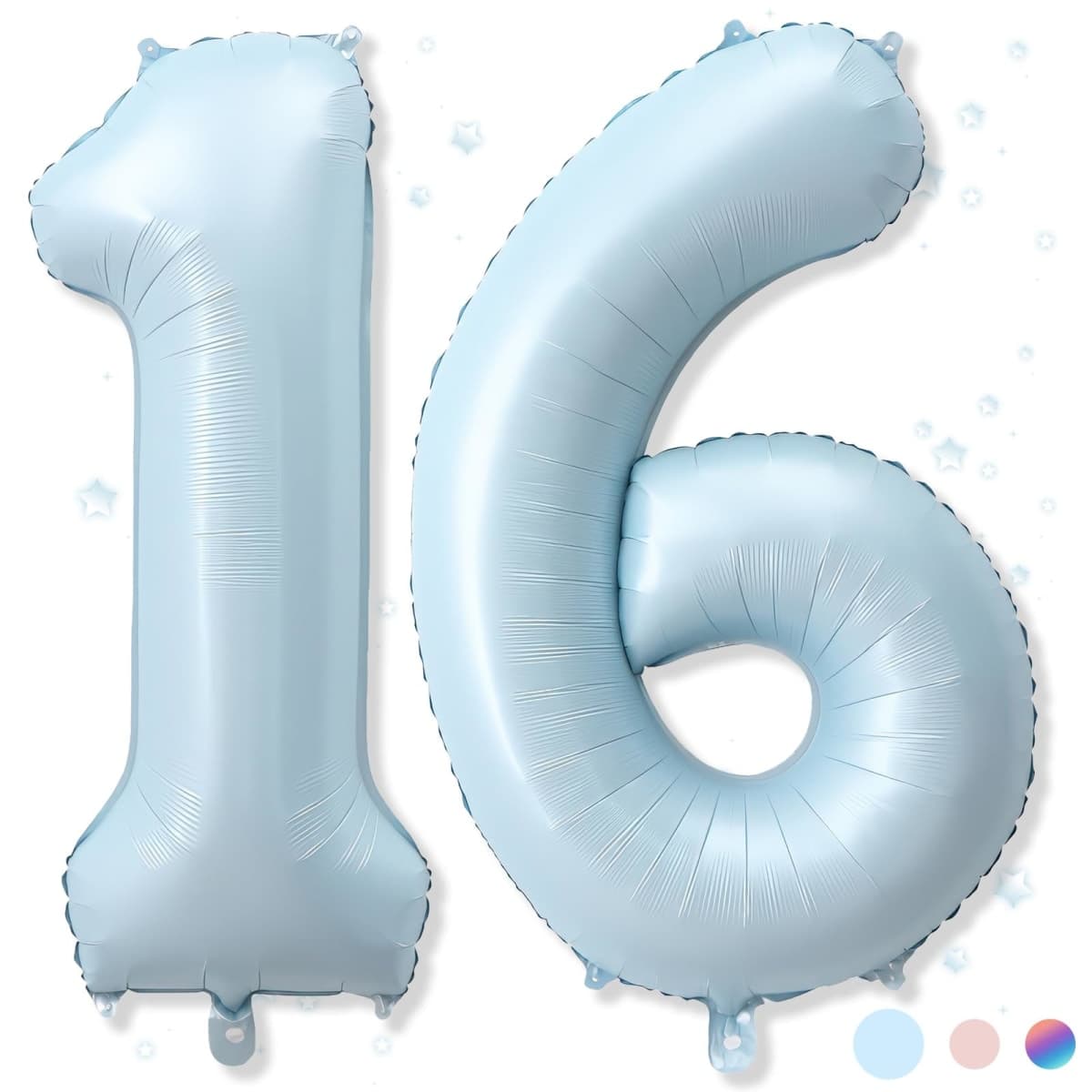 Frrova Large Number 16 Balloons Blue Foil 16 Numbers 40 Inch Giant 16th Birthday Party Decoration Sky Blue Self Inflating Balloon for Boys Men — image 1