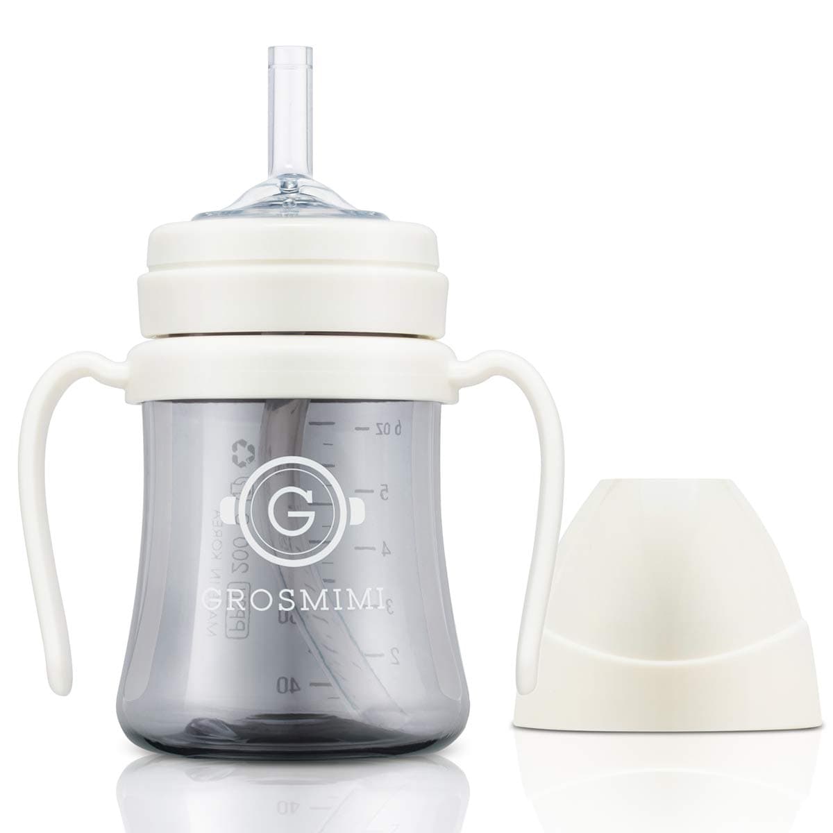 Grosmimi PPSU Straw Cup, Sippy Cup 200ML with Handle for Baby and Toddlers from 6 Months, BPA Free (White, Small, 6 oz) — image 1