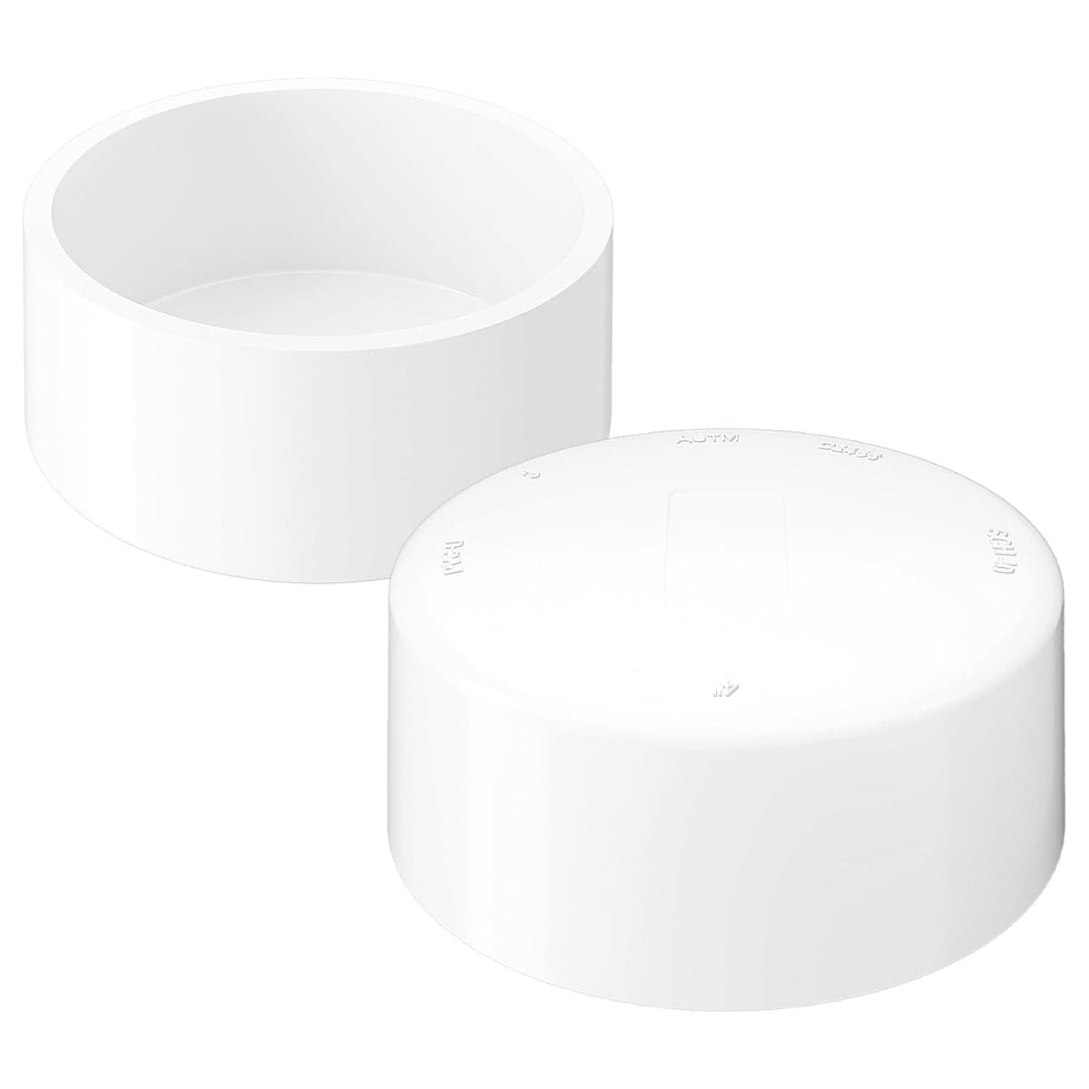 4 Inch PVC Cap, Fits Standard 4" SCH 40 PVC Pipe with 4.5" OD, White, 2 Pcs — image 1