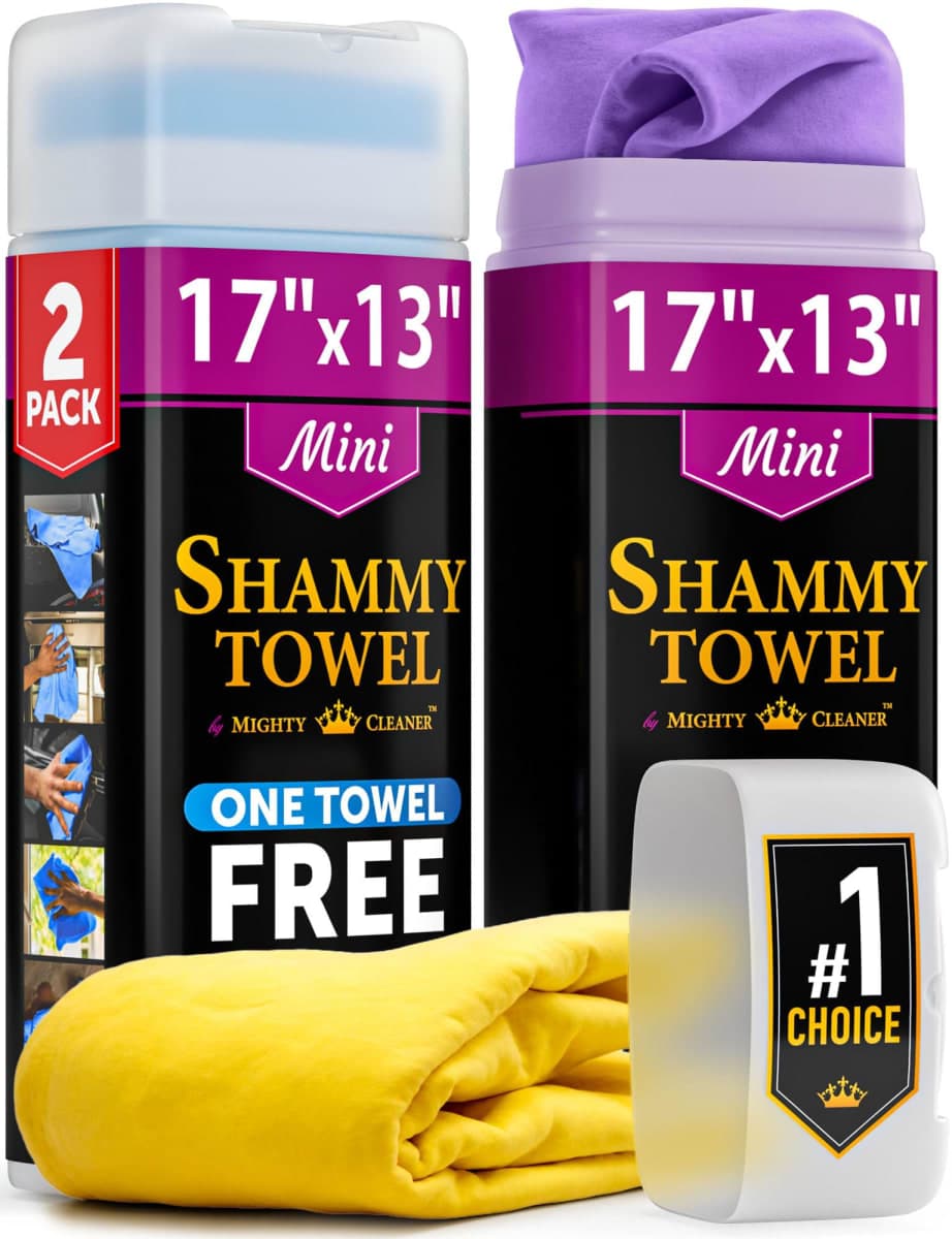 Premium 2pk Mini +1 Free Shammy Cloth for Drying - (17"x13") - Super Absorbent Chamois Towel - Reusable Scratch-Free Car Drying Towel — image 1
