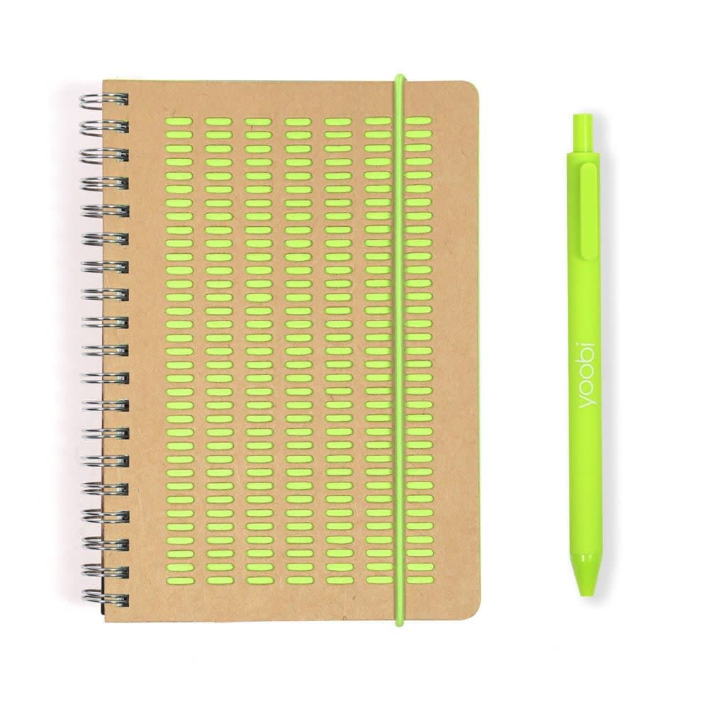Yoobi Evolve Journal 4.5"x6.5" Spiral with Pen Lime Green Kraft — image 1