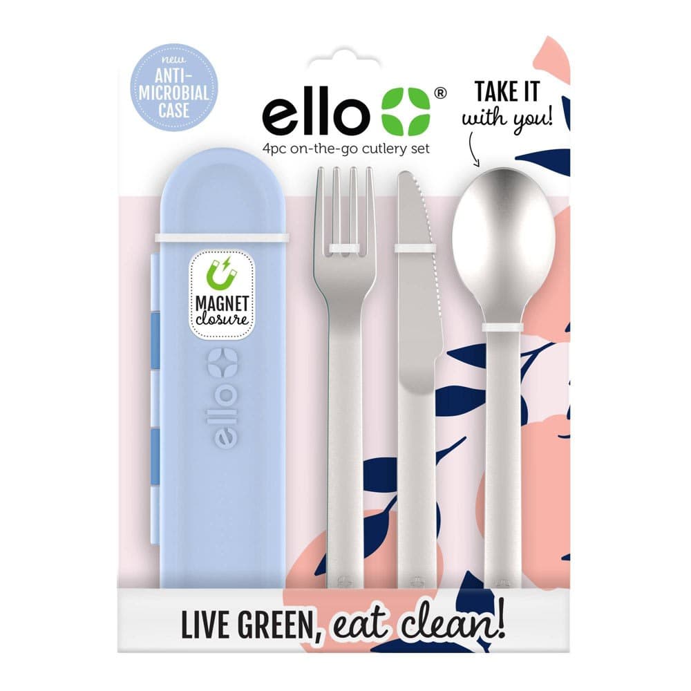 Ello On The Go Cutlery Set Silver/Blue — image 1