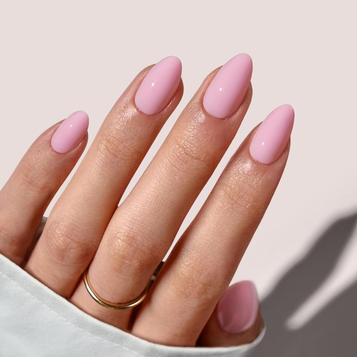 BTArtbox Press On Nails Almond - Pastel Baby Pink Short Press On Nails with Glue for Women, Opaque Soft Gel Glue On Nails in 16 Sizes - 32 Stick On Nails Kit, Bounce Kiss — image 1